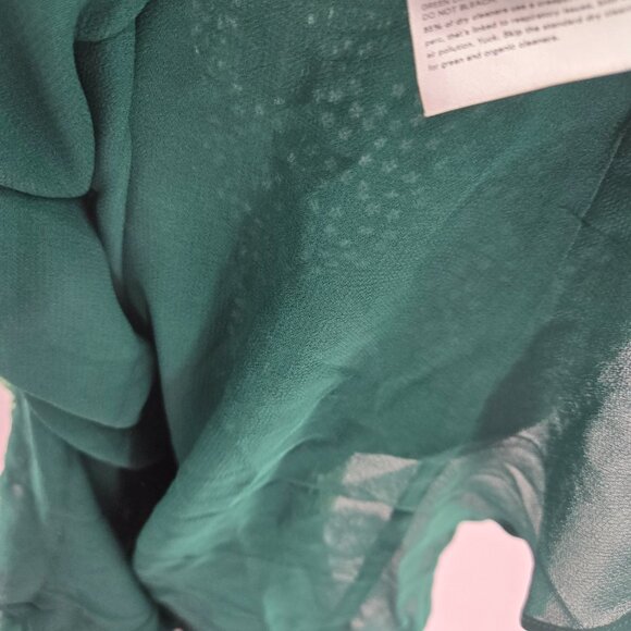 Reformation Green White Flowers Back Zipper Ruching Mini Dress Size 2 - Picture 6 of 15